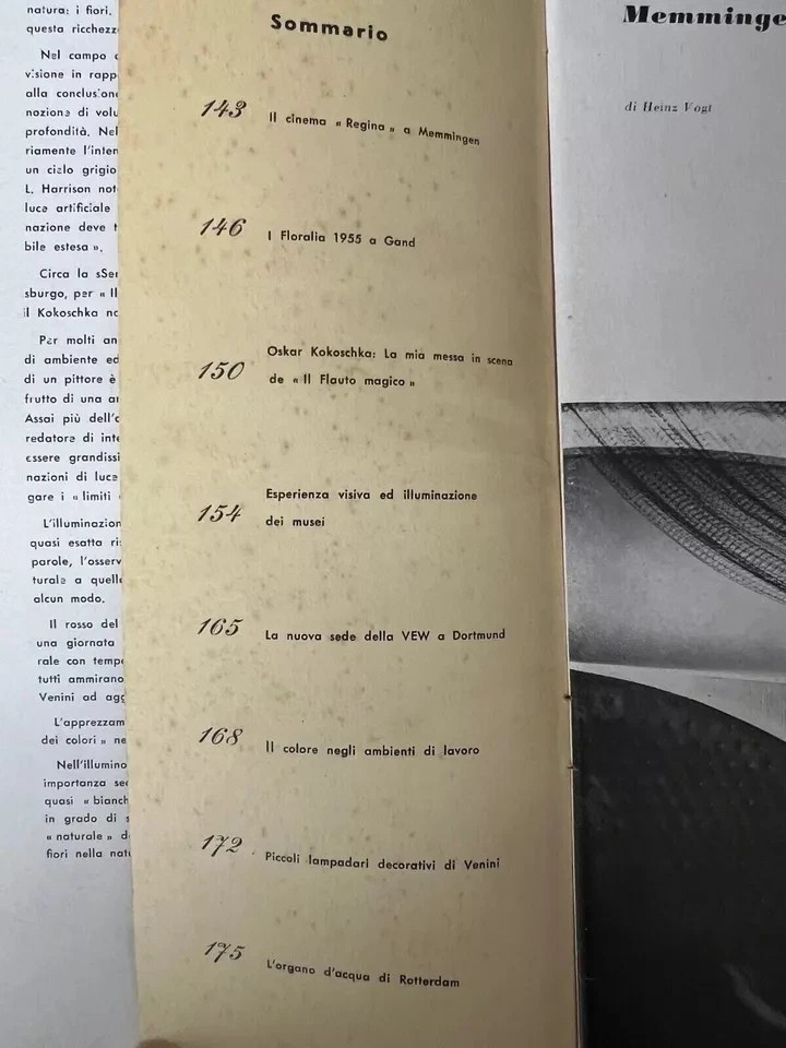 Architettura Rivista Internazionale d'illuminazione Venini anno V n° 1 , 1960