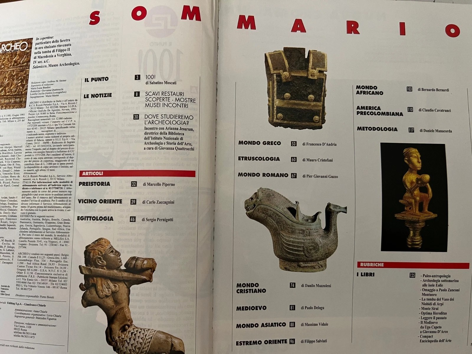 DOVE VA L'ARCHEOLOGIA ARCHEO ANNO VIII NUMERO 6 ( 100 ) DE AGOSTINI 1993