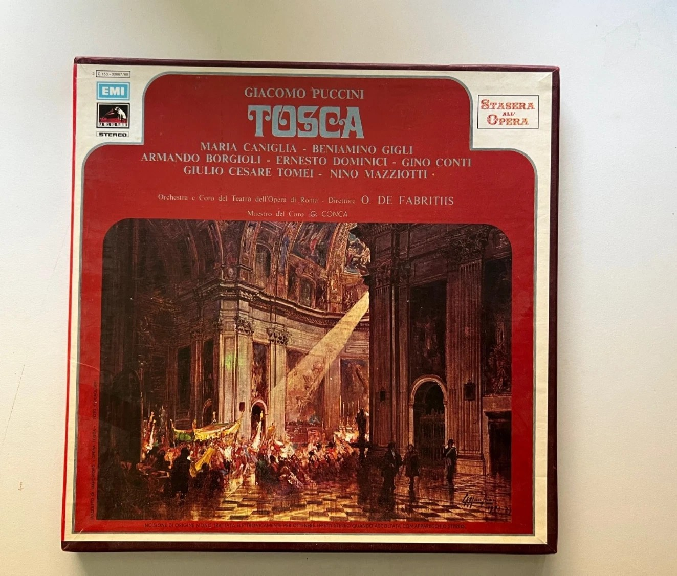 G. PUCCINI TOSCA COFANETTO 2 VINILI + LIBRETTO EMI GIGLI - CANIGLIA DE FABRITIIS