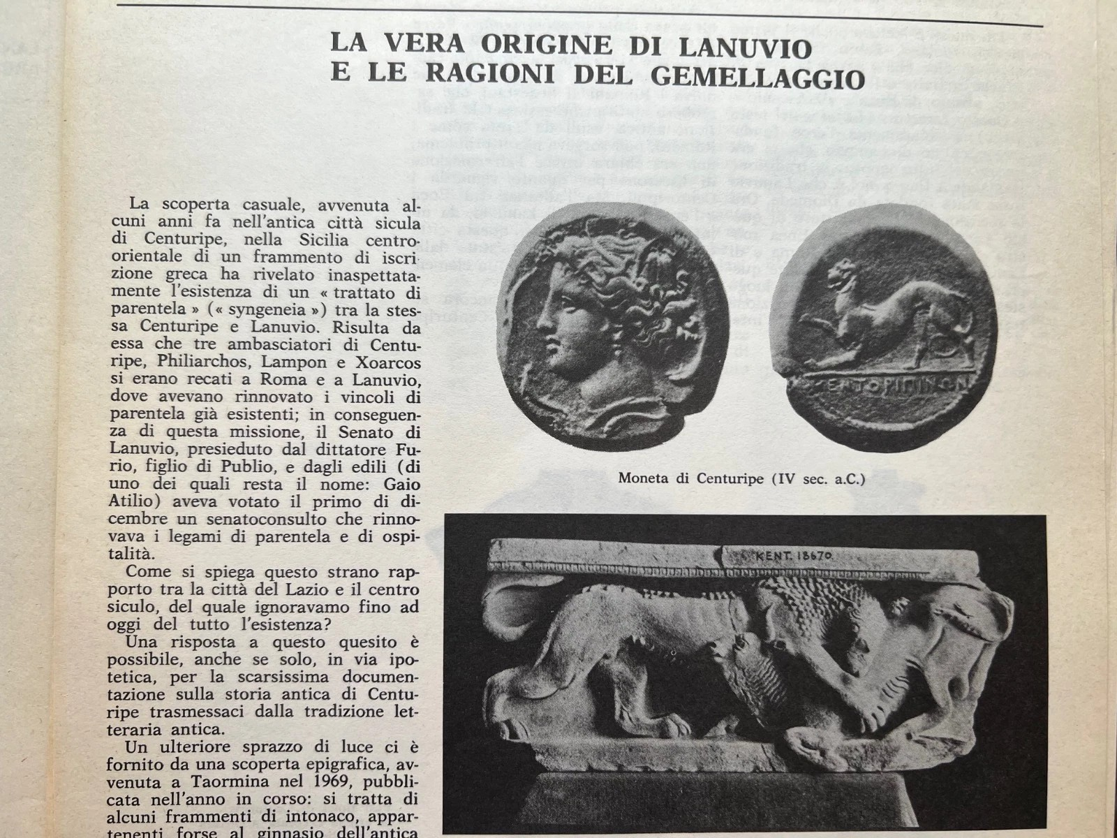 ARCHEOLOGIA E SOCIETA' N. 1 AGOSTO SETTEMBRE 1975 SPERLONGA SEZZE ARICCIA MONTEC