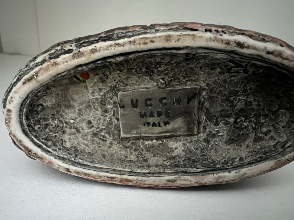 BOTTIGLIA IN CERAMICA VINTAGE ANNI 60/70 ELISIR CUCCHI IMMAGINE RELIGIOSA