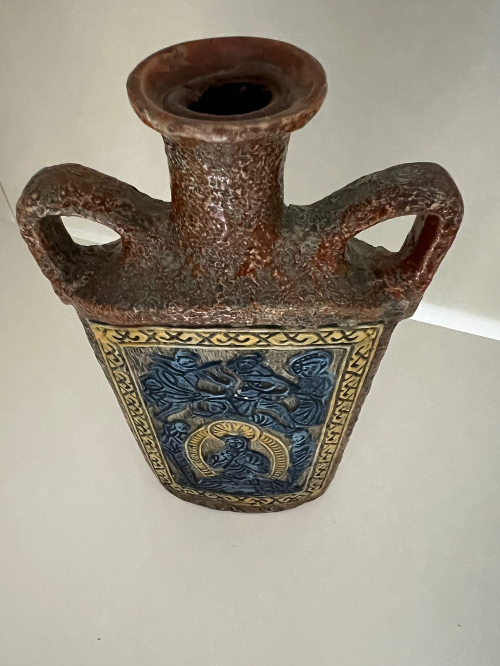 BOTTIGLIA IN CERAMICA VINTAGE ANNI 60/70 ELISIR CUCCHI IMMAGINE RELIGIOSA