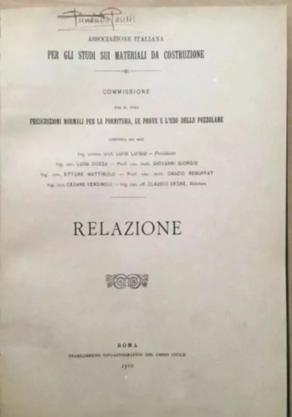 GENIO CIVILE 1910 STUDI SUI MATERIALI DA COSTRUZIONE PROVE E USO DELLE POZZOLANE