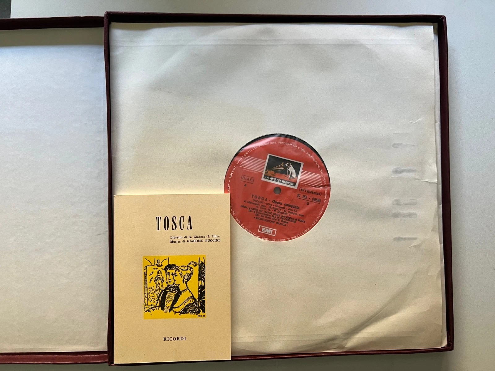 G. PUCCINI TOSCA COFANETTO 2 VINILI + LIBRETTO EMI GIGLI - CANIGLIA DE FABRITIIS