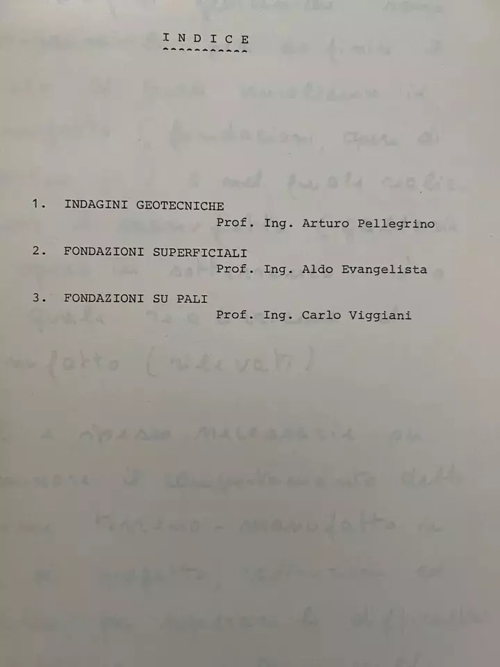 GEOTECNICA INDAGINI - FONDAZIONI PELLEGRINO - EVANGELISTA - VIGGIANI FORMEZ 1981