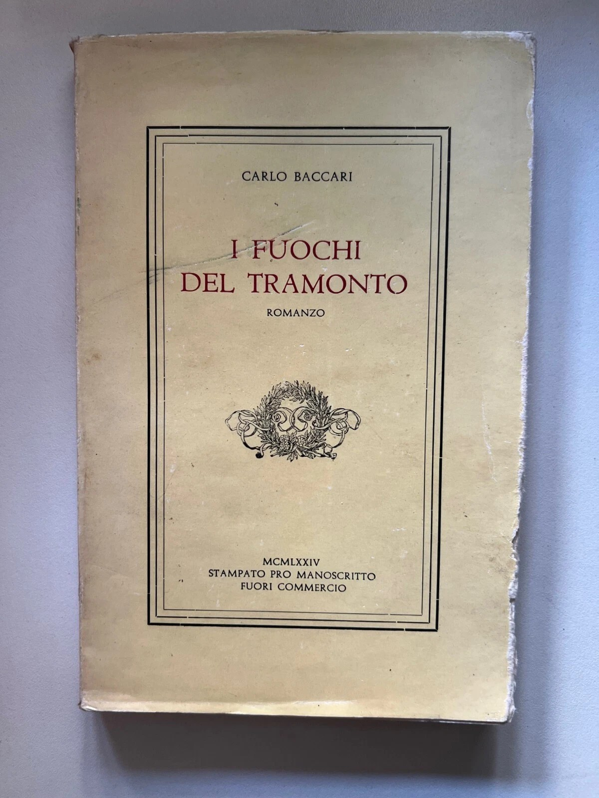 CARLO BACCARI I FUOCHI DEL TRAMONTO 1974 STAMPATO PRO MANOSCRITTO EDIZ. FUORI CO