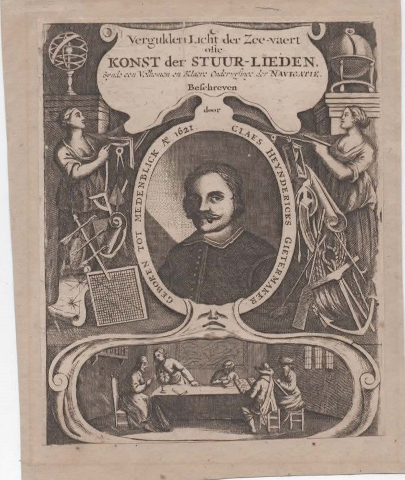 ANTICA INCISIONE 1747 CLAES HEYNDERICKS GIETERMAKER MATEMATICO E CARTOGRAFO OLANDESE