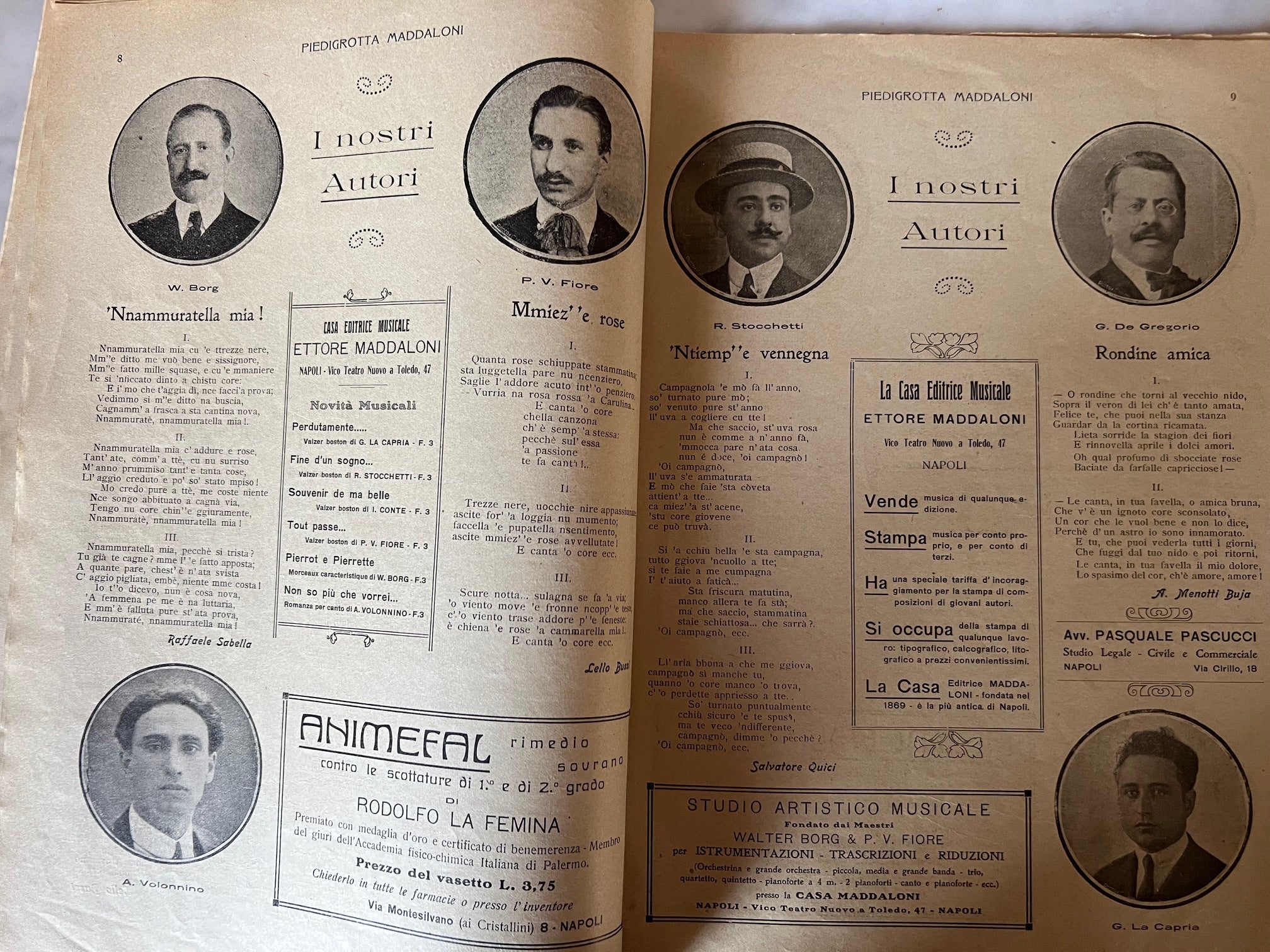 Piedigrotta 1920 Maddaloni Compilatore FIORE Spartiti Canzone Napoletana foto